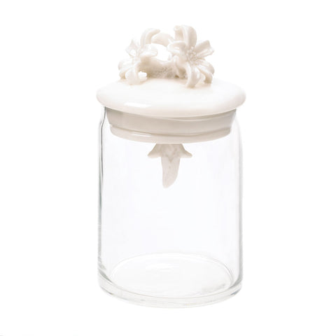 Porcelain Flowers Adorning Glass Jar