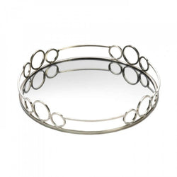 Silver Circles Mirrored Tray