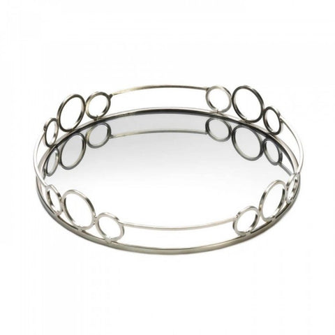 Silver Circles Mirrored Tray