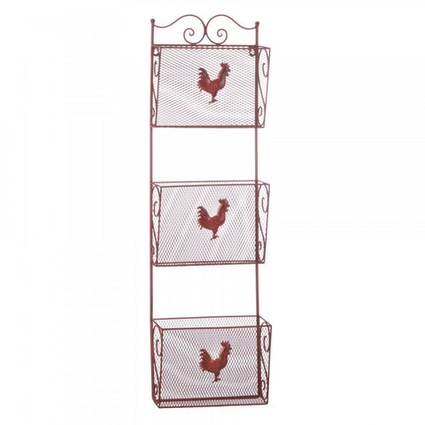 Red Rooster Triple Basket Organizer