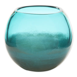 Small Aqua Fish Bowl Vase