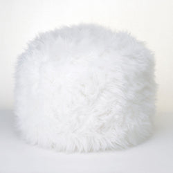 Fuzzy White Ottoman Footstool