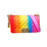 One-shoulder diagonal bag crystal jelly bag