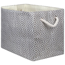 Paper Bin Diamond Basketweave Stone/black Rectangle Medium 15x10x12