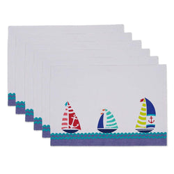 Sailboats Emb Placemat S/6