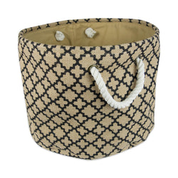 Burlap Bin Lattice Black Round Large 15x16x16