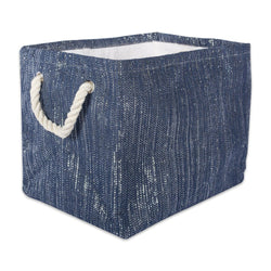 Paper Bin Lurex Nautical Blue/silver Rectangle Large 17x12x12