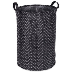 Pe Coated Woven Paper Laundry Hamper Tribal Chevron Black/white Round 13.75x13.75x20