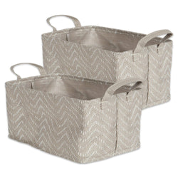 Pe Coated Woven Paper Laundry Bin Tribal Chevron Stone/cream Rectangle Large 16x12.5x9.5 Set/2