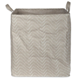 Pe Coated Woven Paper Laundry Hamper Tribal Chevron Stone/cream Rectangular 16x16x19