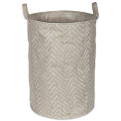 Pe Coated Woven Paper Laundry Hamper Tribal Chevron Stone/cream Round 13.75x13.75x20