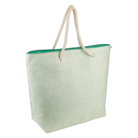 Green Stripe Shimmer Beach Bag