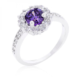 Purple Halo Engagement Ring