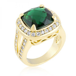 Cushion Cut Emerald Green Cocktail Ring