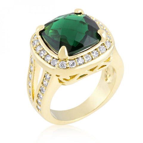 Cushion Cut Emerald Green Cocktail Ring