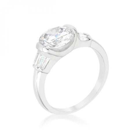 Round Cut Classic Clear Cocktail Ring