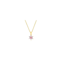 Goldtone Pink Cubic Zirconia Starburst Pendant