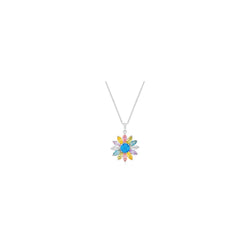 Silvertone Colorful Flower Pendant