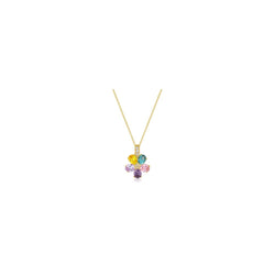 Multi-color Floral Pendant In Goldtone