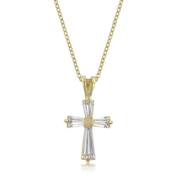 Goldtone Baguette Cross Pendant