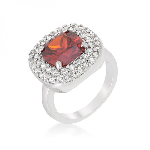 Micropave Red Bridal Cocktail Ring