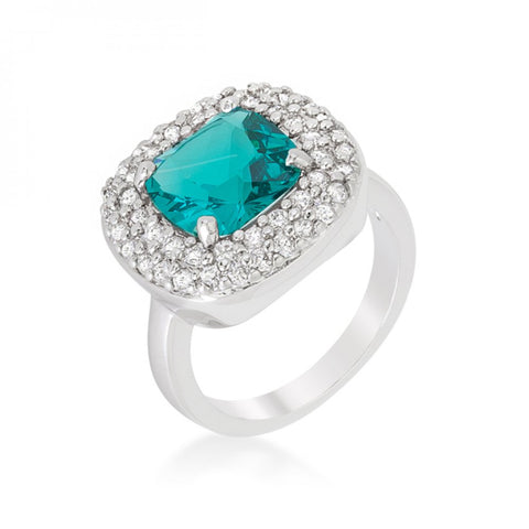 Micropave Aqua Bridal Cocktail Ring