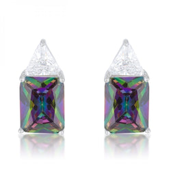 Classic Mystic Cubic Zirconia Sterling Silver Stud Earrings