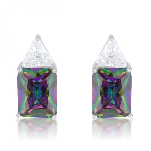 Classic Mystic Cubic Zirconia Sterling Silver Stud Earrings