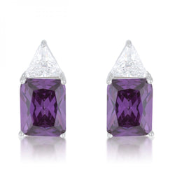 Classic Amethyst Cubic Zirconia Sterling Silver Stud Earrings