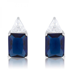 Classic Sapphire Cubic Zirconia Sterling Silver Stud Earrings