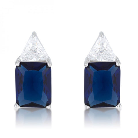 Classic Sapphire Cubic Zirconia Sterling Silver Stud Earrings