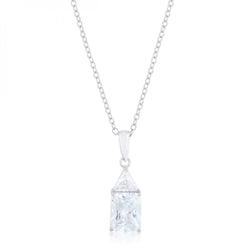 Classic Cubic Zirconia Sterling Silver Drop Necklace