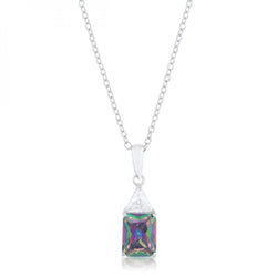 Classic Mystic Cubic Zirconia Sterling Silver Drop Necklace