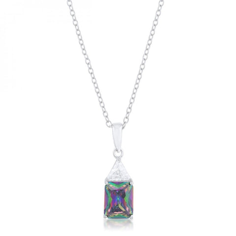 Classic Mystic Cubic Zirconia Sterling Silver Drop Necklace