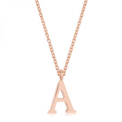 Elaina Rose Gold Stainless Steel A Initial Necklace