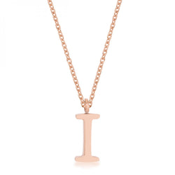 Elaina Rose Gold Stainless Steel I Initial Necklace