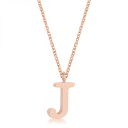 Elaina Rose Gold Stainless Steel J Initial Necklace