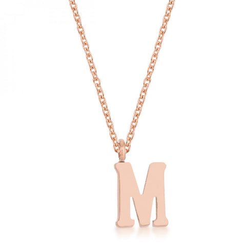 Elaina Rose Gold Stainless Steel M Initial Necklace