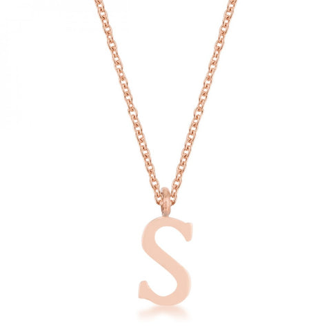 Elaina Rose Gold Stainless Steel S Initial Necklace