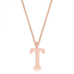 Elaina Rose Gold Stainless Steel T Initial Necklace