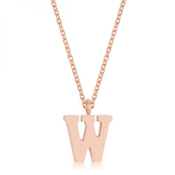 Elaina Rose Gold Stainless Steel W Initial Necklace