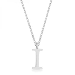 Elaina Rhodium Stainless Steel I Initial Necklace