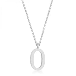 Elaina Rhodium Stainless Steel O Initial Necklace