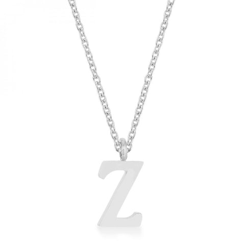 Elaina Rhodium Stainless Steel Z Initial Necklace