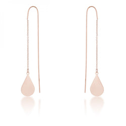 Chloe Rose Gold Stainless Steel Teardrop Threaded Drop Earrings