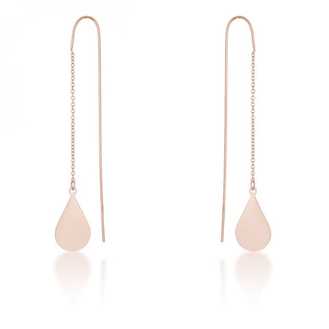 Chloe Rose Gold Stainless Steel Teardrop Threaded Drop Earrings