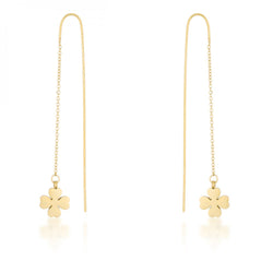 Patricia Gold Stainless Steel Clover Threaded Drop Earrings