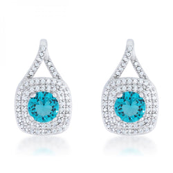 Christal 2.3ct Aqua Cz Rhodium Classic Drop Earrings