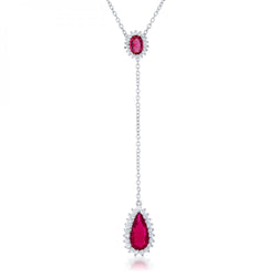 Lara 5.8ct Ruby Cz Rhodium Classic Drop Lariat Necklace