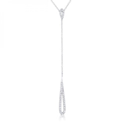 Chrisette 0.4ct Cz Rhodium Classic Drop Lariat Necklace